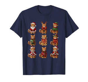 Orange Tabby Cat Christmas Lights Funny Santa Holiday Cats T-Shirt