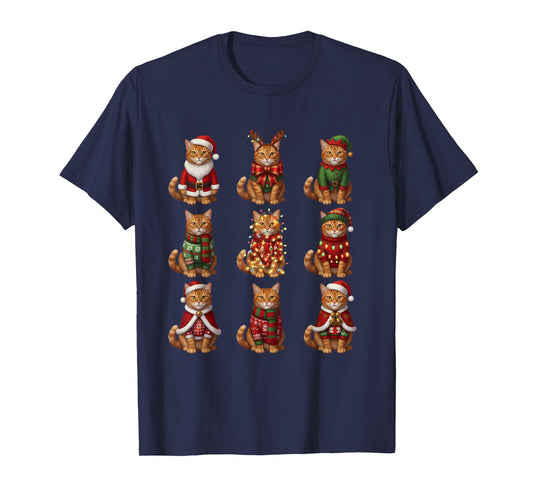 Orange Tabby Cat Christmas Lights Funny Santa Holiday Cats T-Shirt