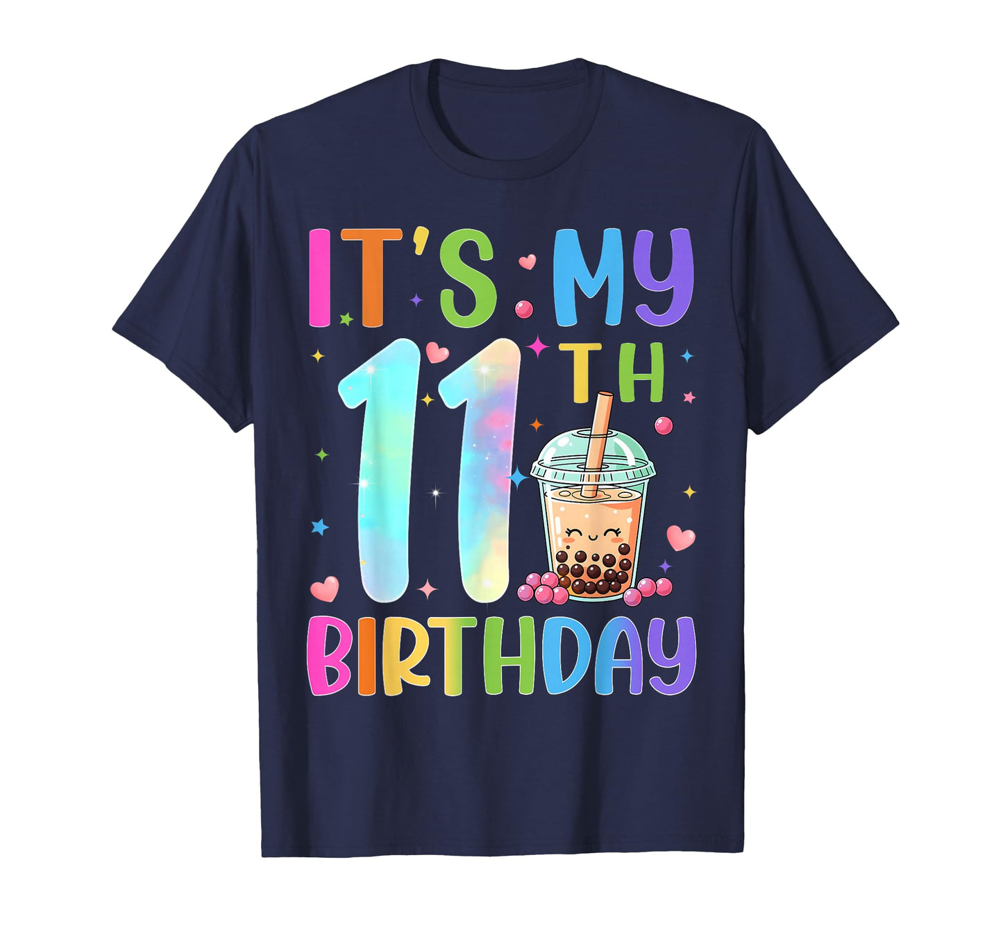It's My 11th Birthday Bubble Boba Tea Party 11 Year Old Bday T-Shirt