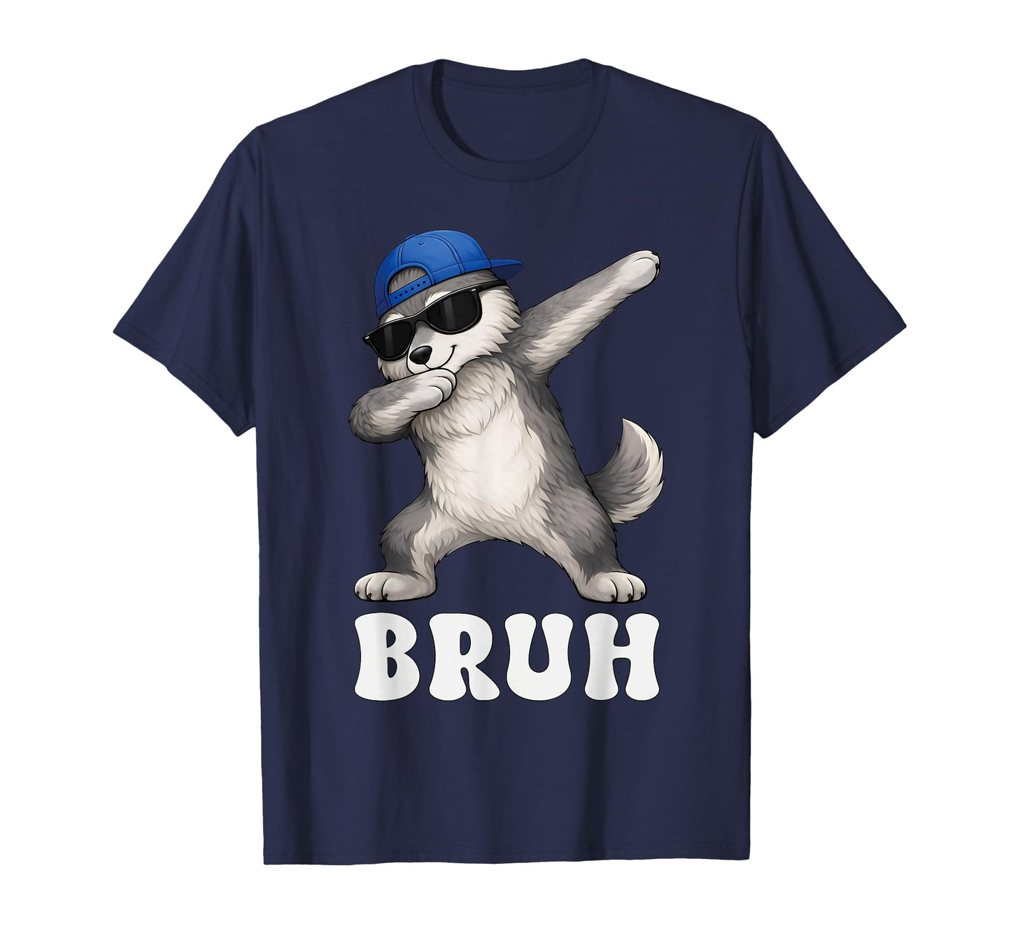 Bruh Meme Dabbing Wolf Funny Mens Kids Boys Teens Wolves T-Shirt