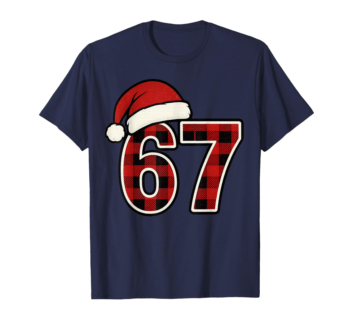67 Meme Funny Christmas Red Plaid Xmas Pajamas Slang T-Shirt