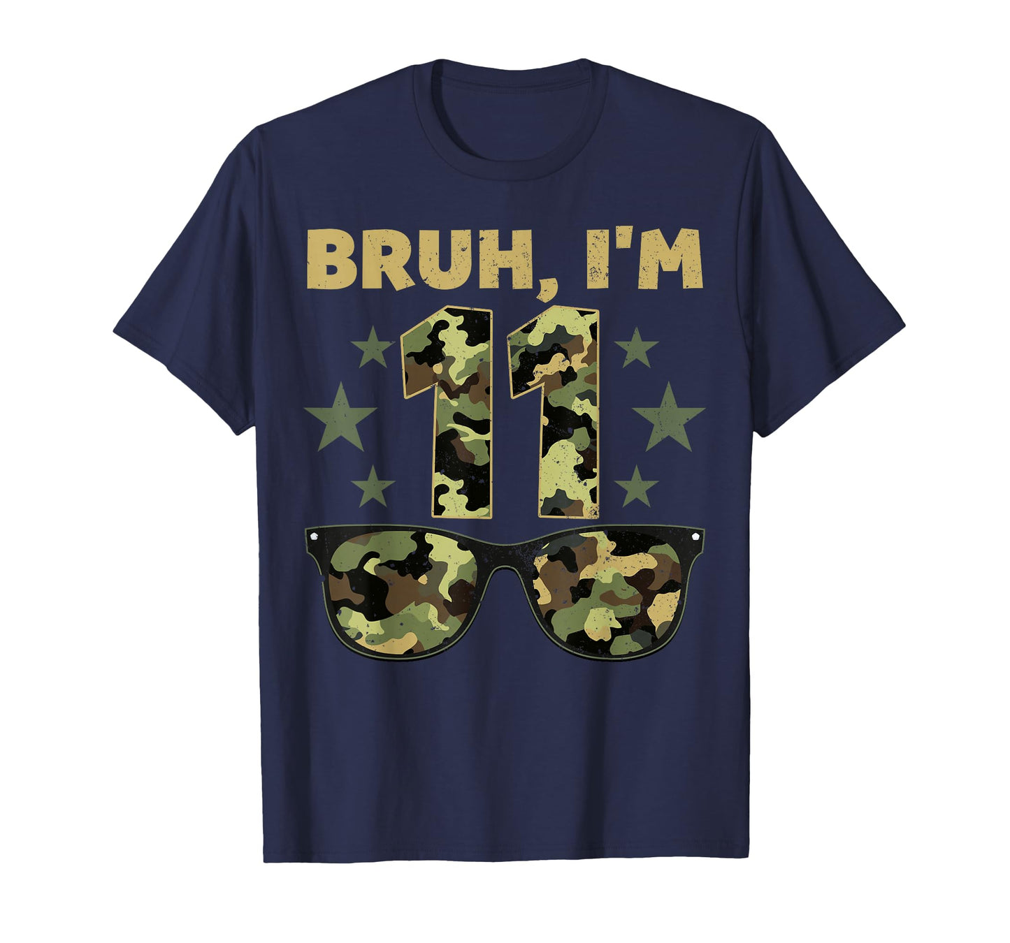 Bruh I'm 11 Years Old 11th Birthday Retro Camo Sunglasses T-Shirt
