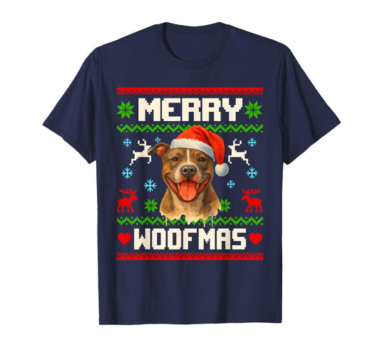Funny Pitbull Dog Christmas Ugly Sweater Pet Dog Lover Xmas T-Shirt