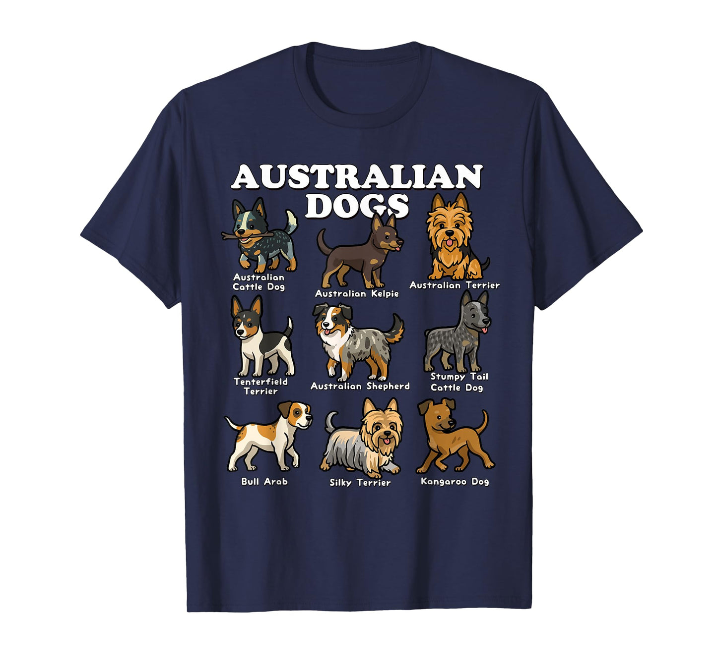 Australian Dog Breeds Chart Kelpie Cattle Dog Shepherd T-Shirt