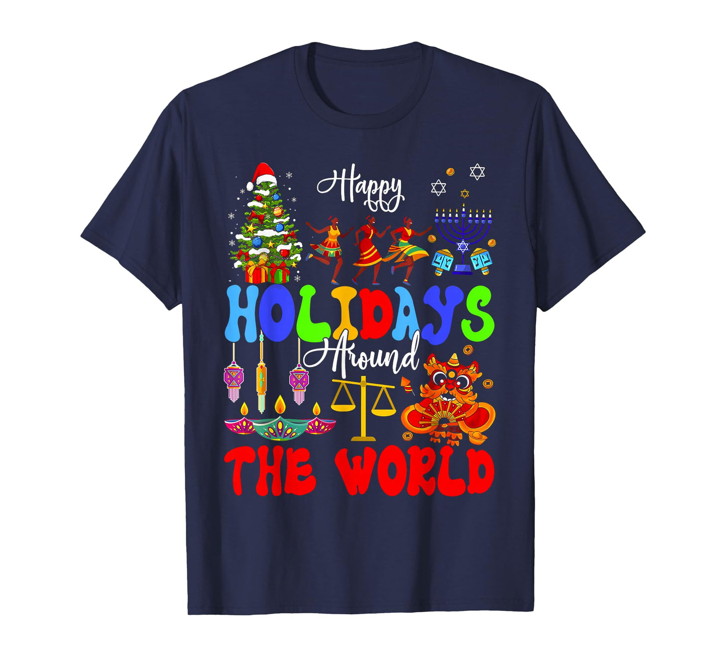 Happy Holidays Around World Matching Family Vacation Trip T-Shirt