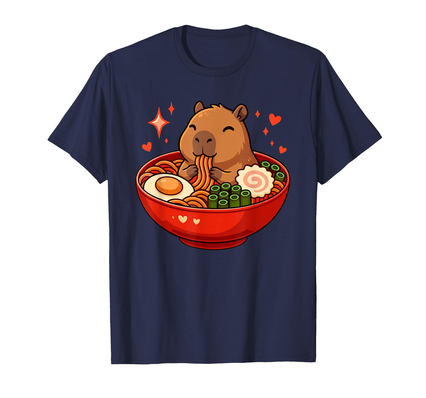 Capybara with Noodles Ramen Kawaii Capybara T-Shirt
