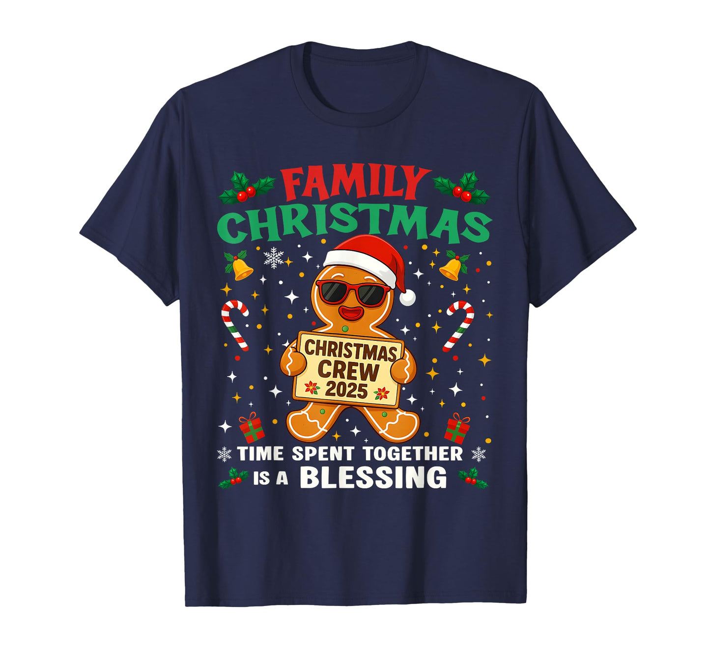 Funny Family Christmas Crew 2025 Santa Xmas Gingerbread Man T-Shirt