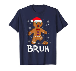 Bruh Funny Christmas Gingerbread Man Teens Boys Kids T-Shirt