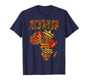 Black History Pride King African Map Kente Melanin Kids Men T-Shirt