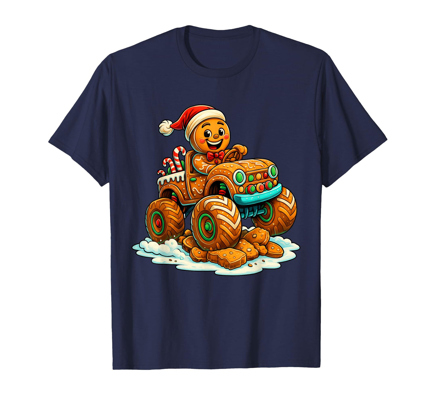 Gingerbread Truck Christmas Candy Cane Cookie Holiday Boys T-Shirt