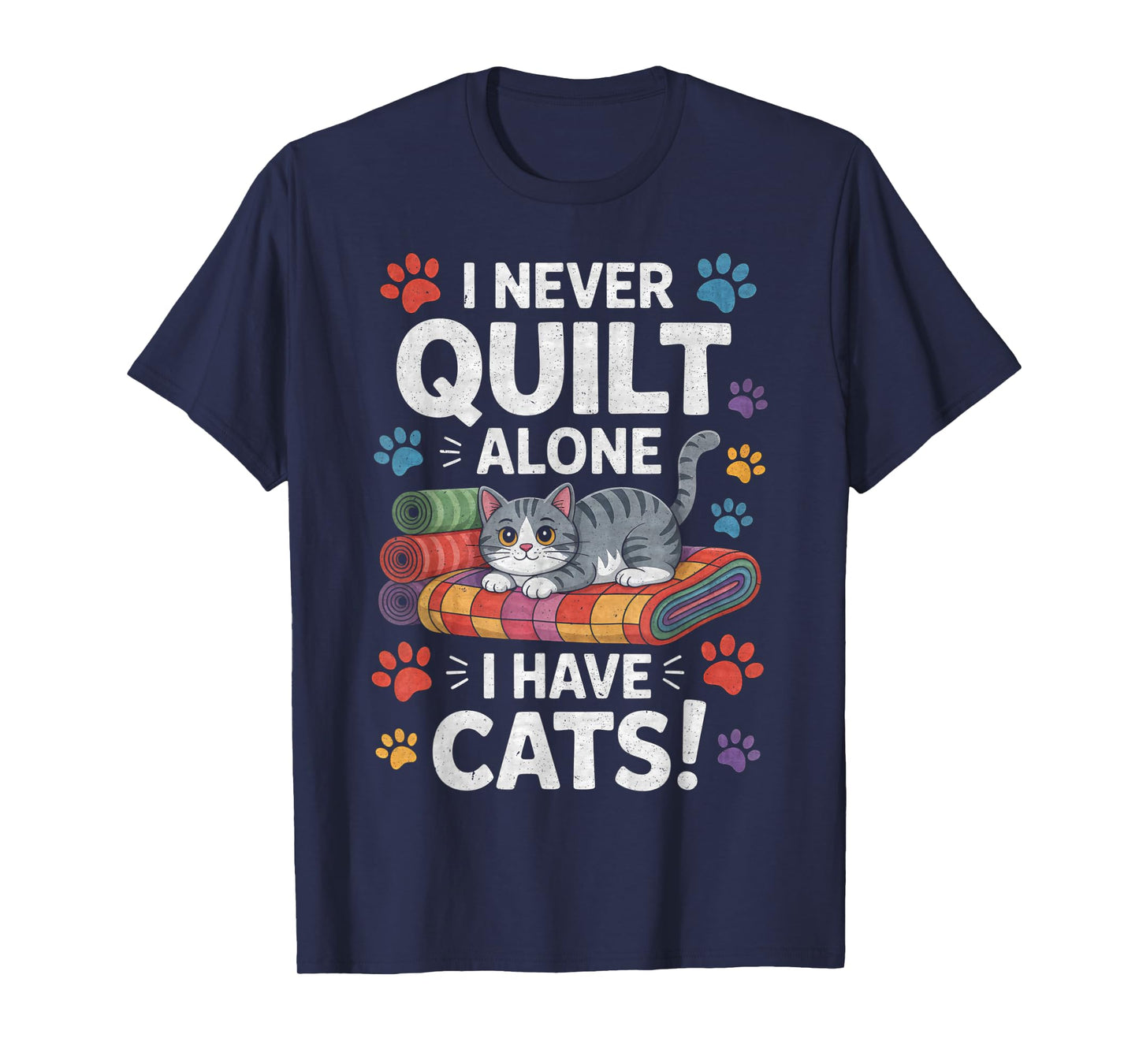 Funny Quilting Art for Men Women Cat Quilt Sewing Quilter T-Shirt