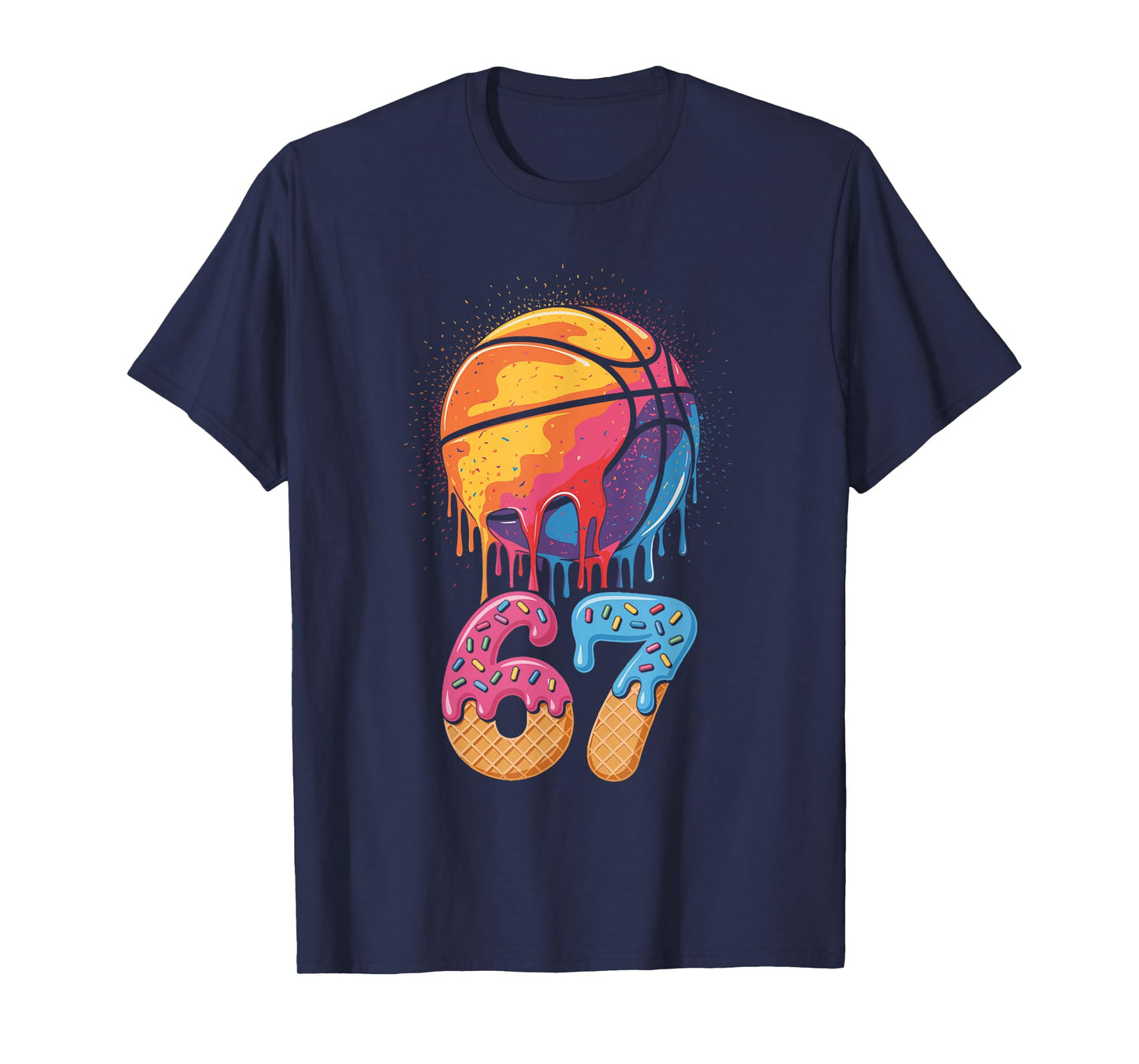 67 Player 67th Birthday Basketball Drip Number Ice Cream 67 T-Shirt