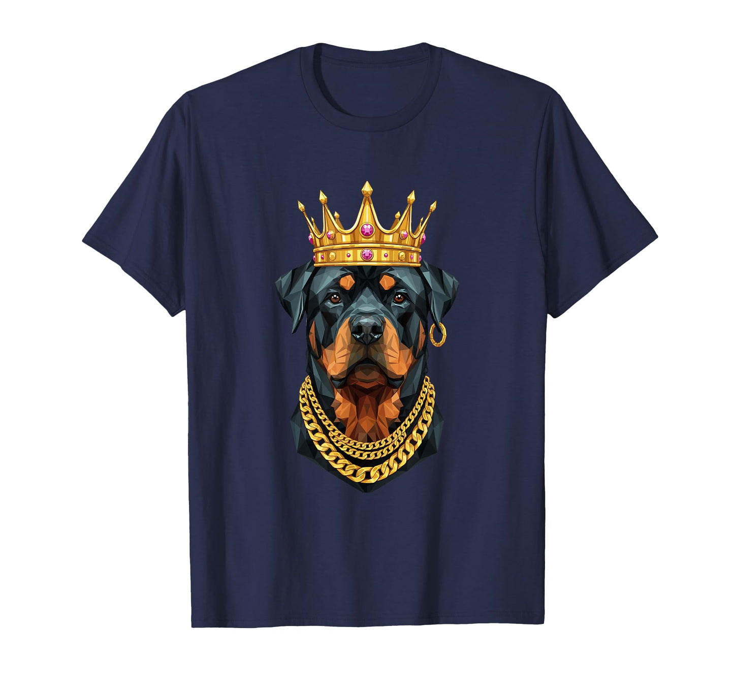 Rottweiler Dog Gangster Golden Crown King Regal Art T-Shirt