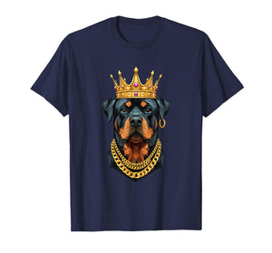 Rottweiler Dog Gangster Golden Crown King Regal Art T-Shirt