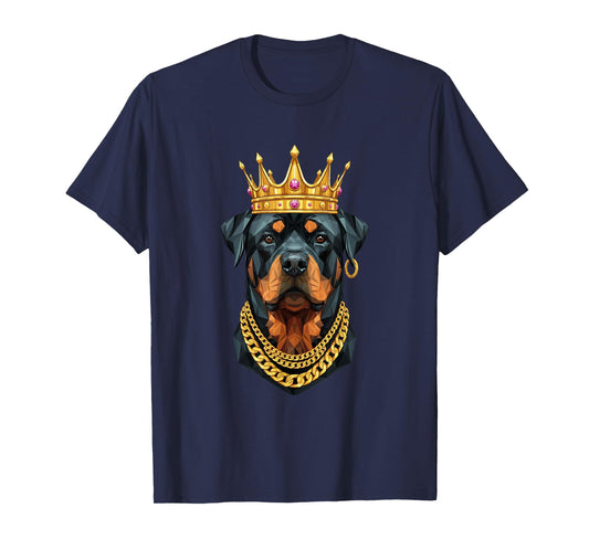 Rottweiler Dog Gangster Golden Crown King Regal Art T-Shirt