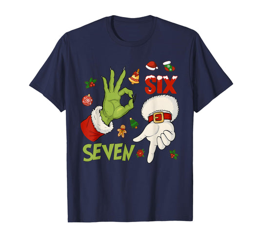 6 7 Six Seven Hand Gen Z Alpha Meme Slang Xmas Christmas T-Shirt