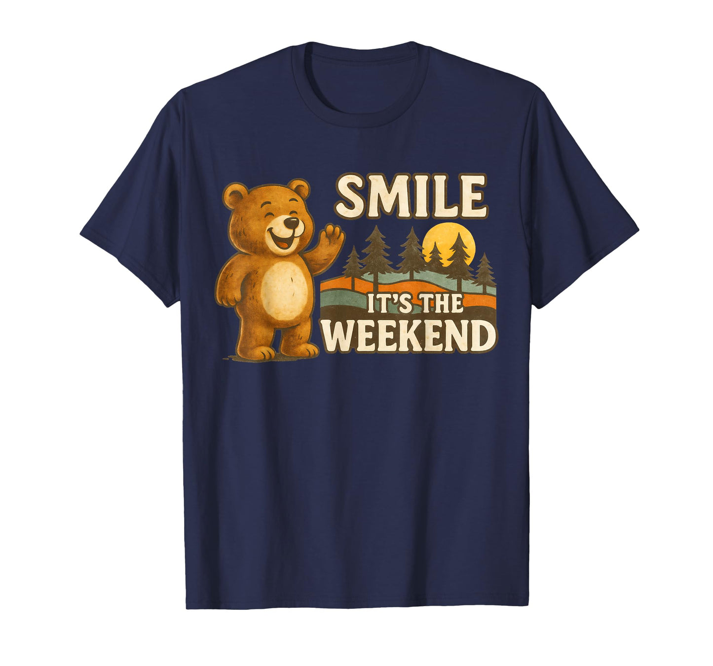 Smile It’s The Weekend Camping Nature Hiking Boys Girls Kids T-Shirt