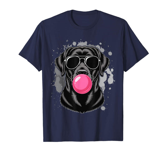 Black Lab Labrador Dog Bubblegum Sunglasses Cool and Funny T-Shirt