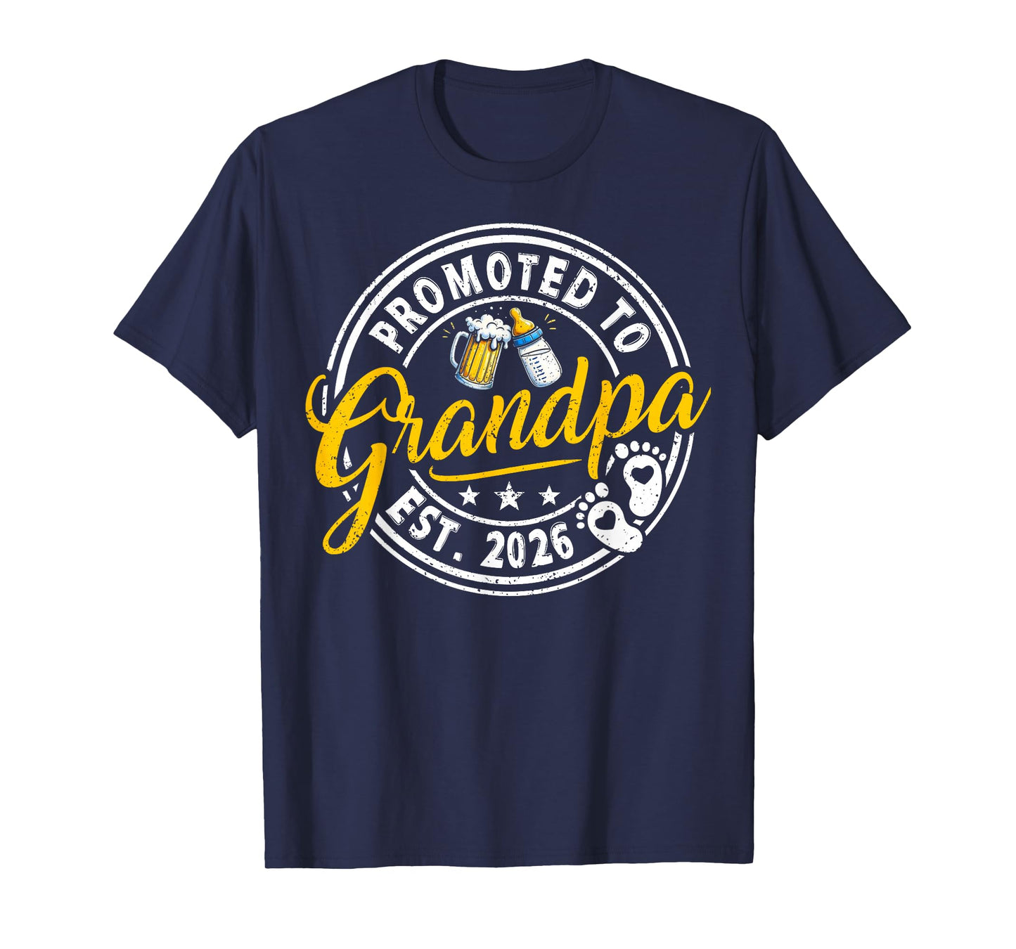 Promoted to Grandpa est. 2026 Funny Baby Announcement Mens T-Shirt