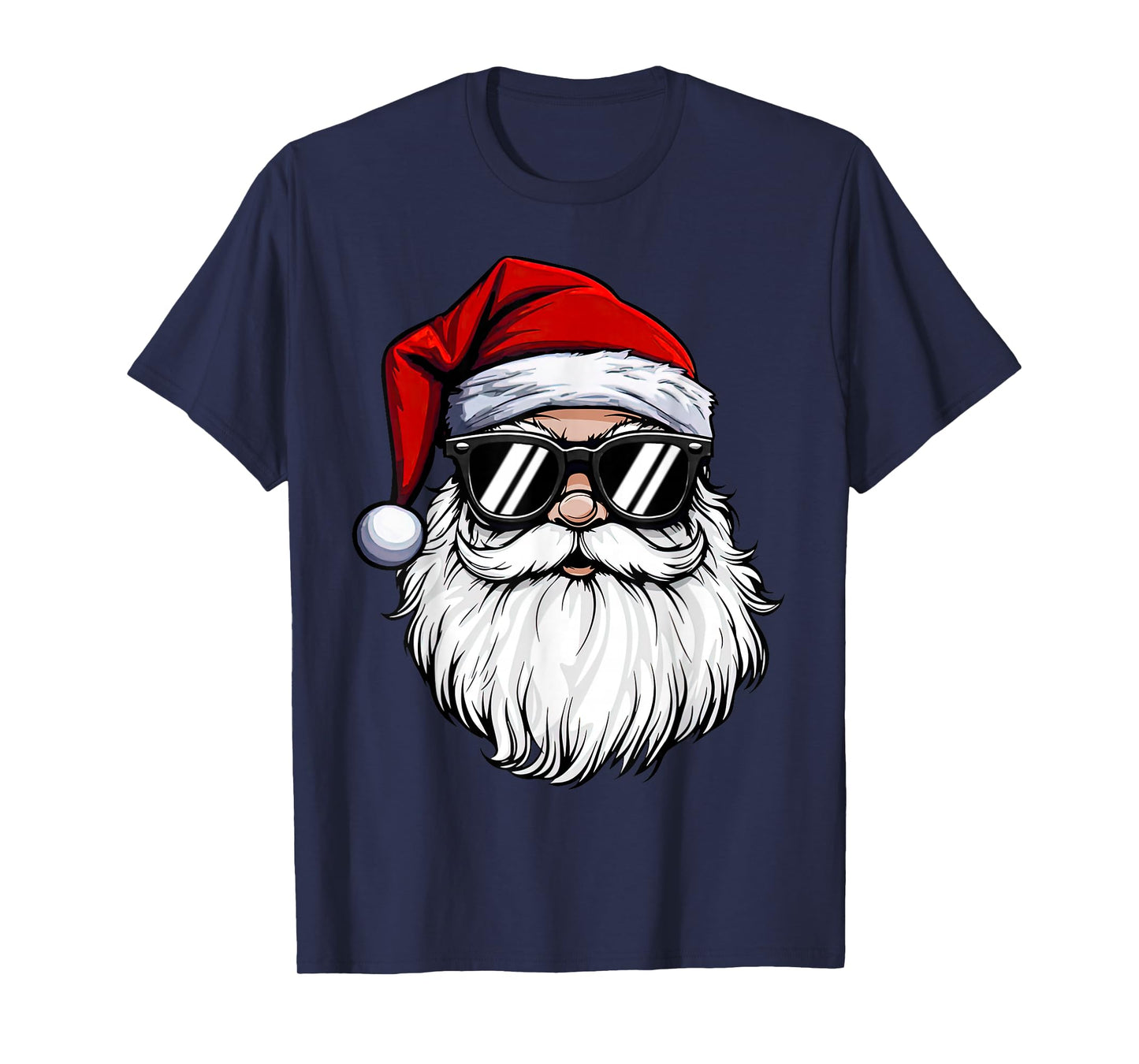 Santa Face Retro Sunglasses Christmas Shirts for Mens Boys T-Shirt