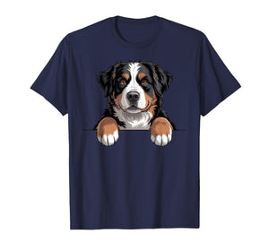 Bernese Mountain Dog Funny Peeking Pocket Berner Puppy T-Shirt