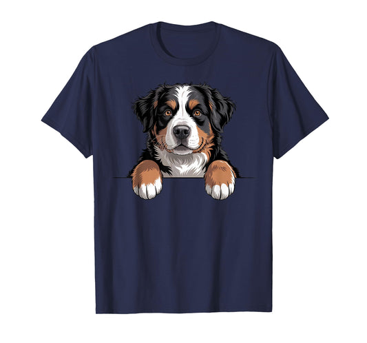 Bernese Mountain Dog Funny Peeking Pocket Berner Puppy T-Shirt