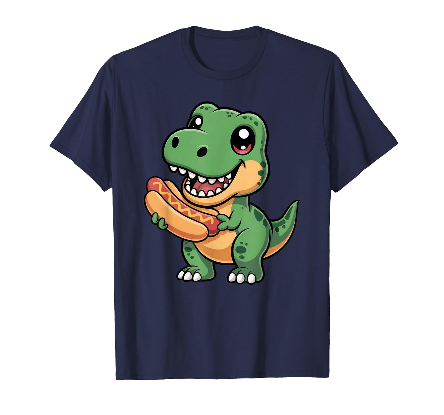 Dinosaur Eating a Hot Dog Shirt Cute T Rex Hot Dog T-Shirt