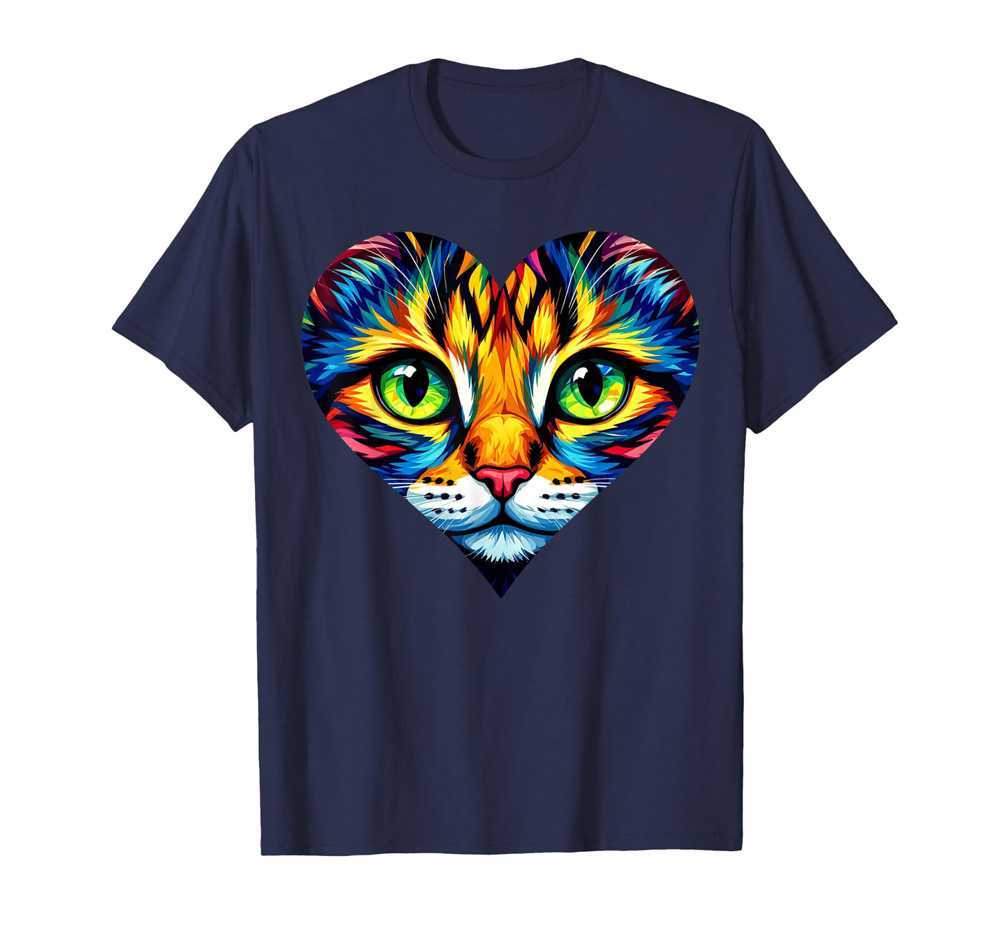 Colorful Cat Heart Art T-Shirt