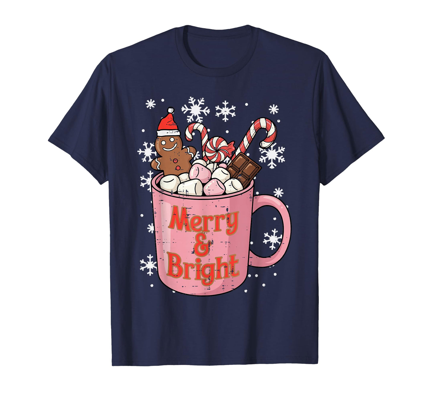 Christmas Gingerbread Cocoa Merry Bright Xmas Women Girls T-Shirt
