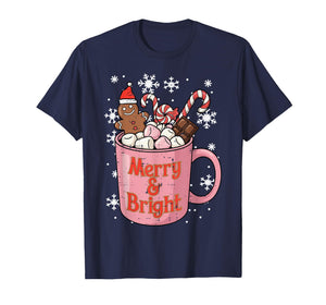 Christmas Gingerbread Cocoa Merry Bright Xmas Women Girls T-Shirt
