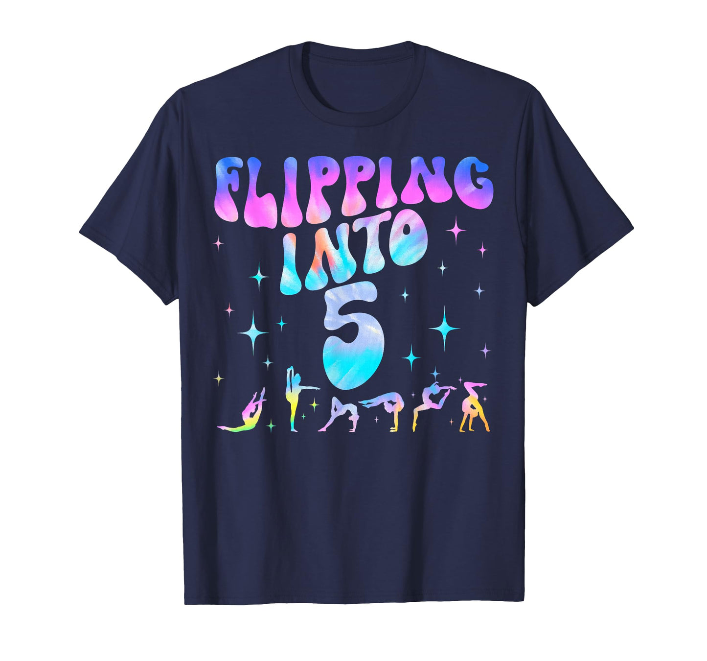 Flipping Into 5th Birthday Gymnastic 5 Years Old Girl Party T-Shirt