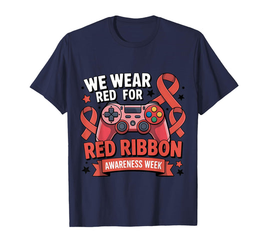 Kids red Ribbon Week Awareness Video Games T-Shirt