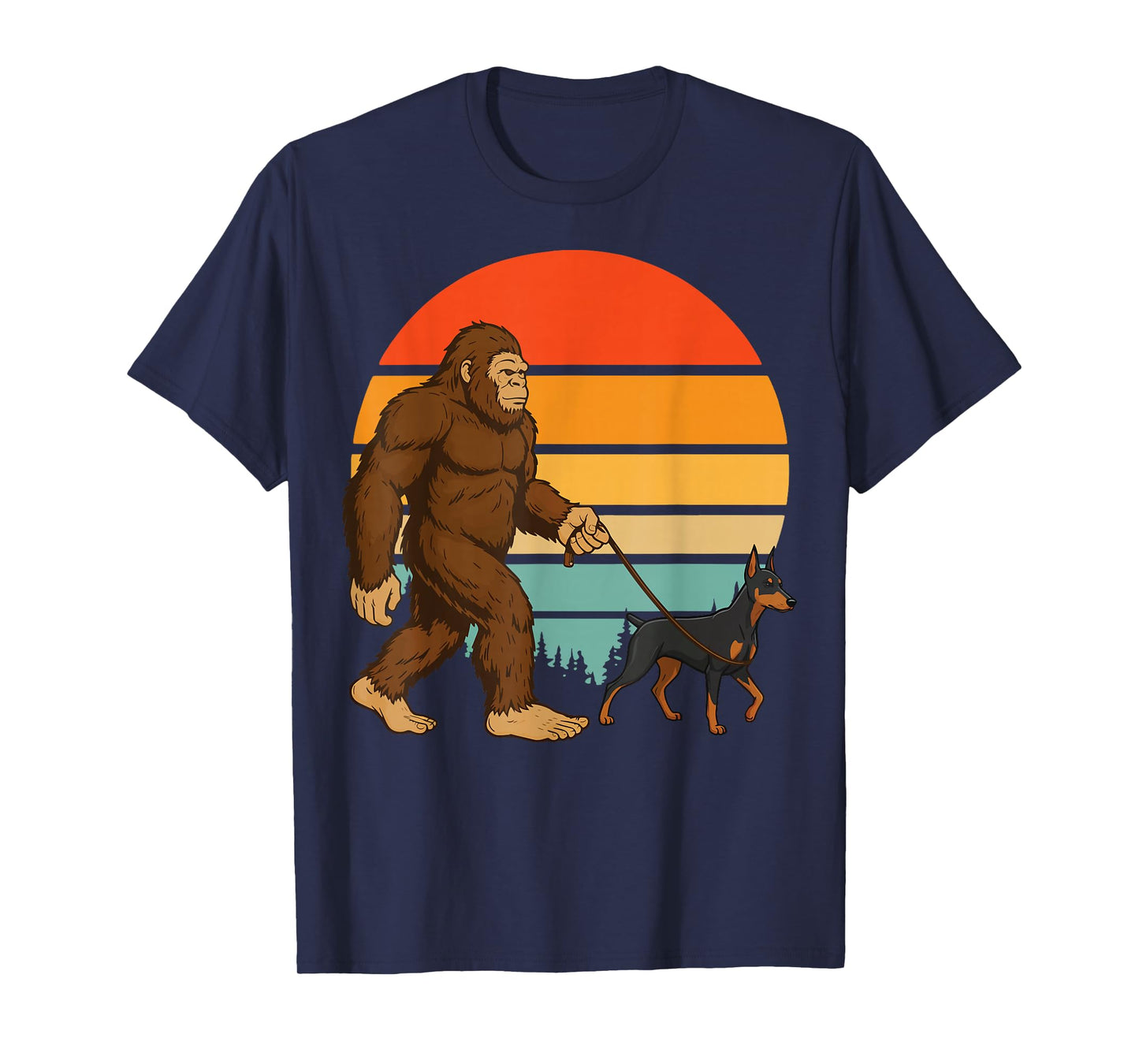 Bigfoot Doberman Retro T-Shirt