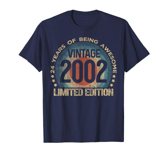 24 Year Old Gifts Vintage 2002 Limited Edition 24th Birthday T-Shirt