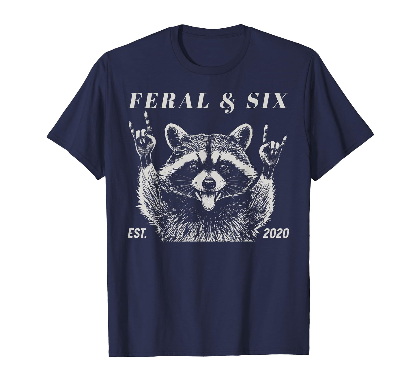 Feral and Six Raccoon Funny 6th Birthday Girls Boys Kids T-Shirt