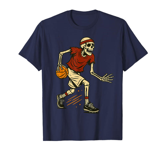 Funny Skeleton Halloween Basketball Boys Men Kids Toddler T-Shirt
