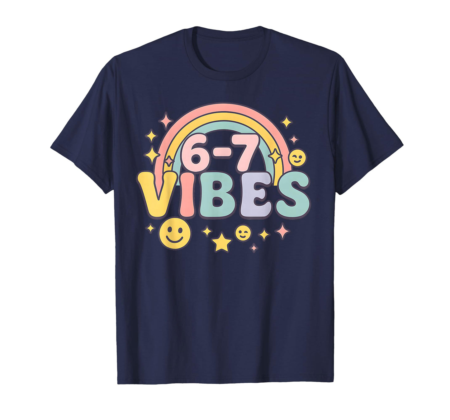 67 for Girls Retro Rainbow 70s Groovy Kids Women's Six Seven T-Shirt