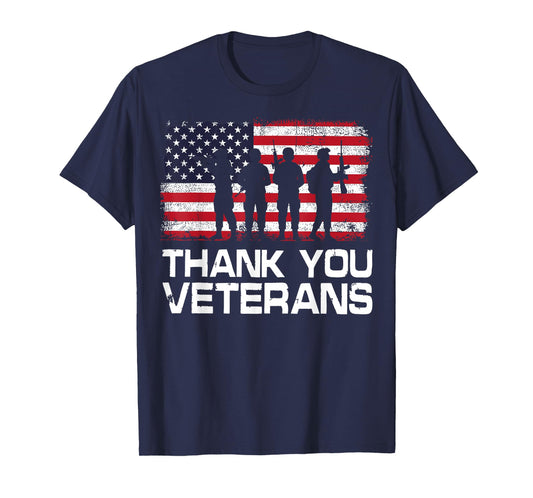 Thank You Veterans Day USA Flag Patriotic Soldier Military T-Shirt