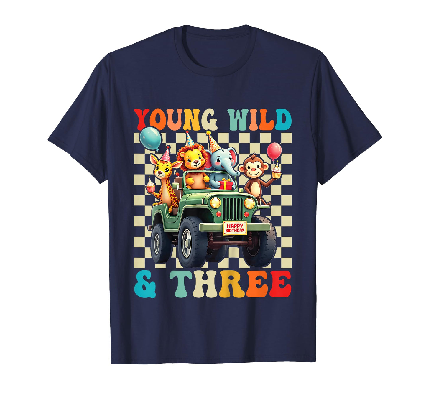 3rd Birthday Toddler Young Wild Three 3 Year Old Safari Zoo T-Shirt