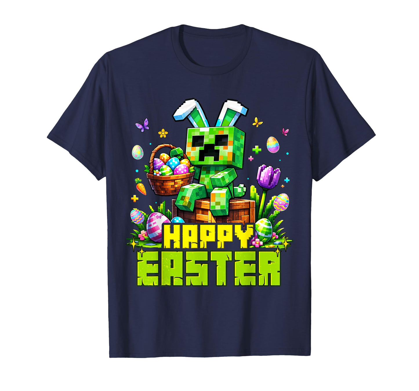 Easter Pixel Gaming Bunny Egg Hunting Boys Kids Youth T-Shirt