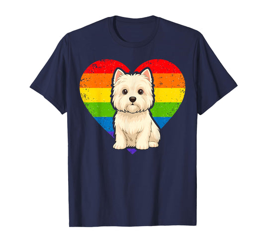 West Highland White Terrier Rainbow Heart T-Shirt