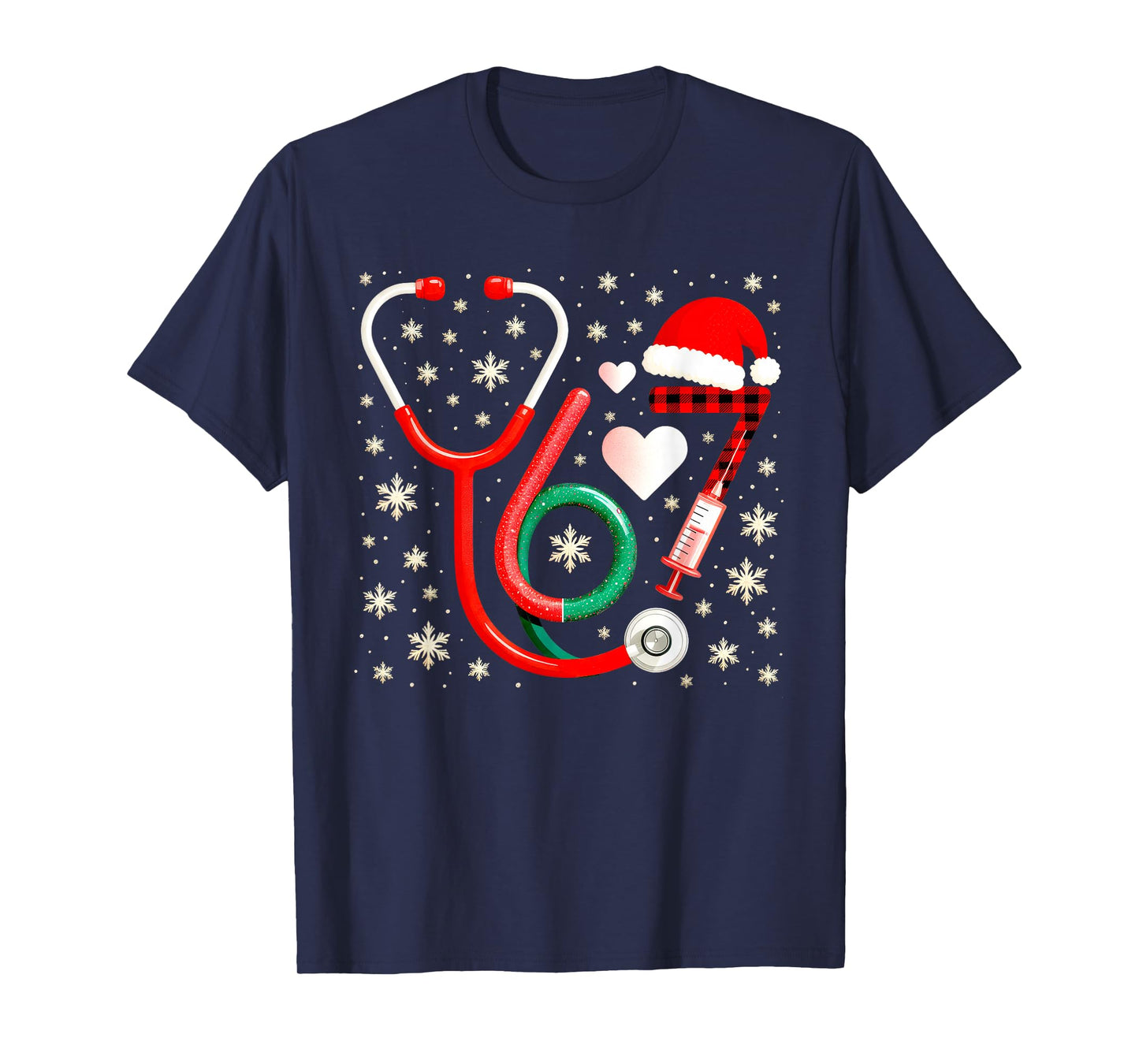 Funny 67 Meme Nurse Six Seven Nursing Festive Christmas T-Shirt