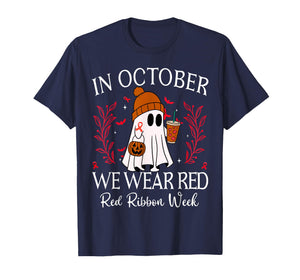 in October We Wear Red for Red Ribbon Week Halloween T-Shirt
