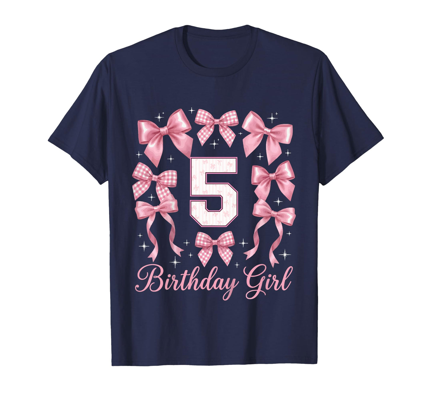 Kids 5th Birthday Shirt Girl Coquette Bow Kids Five 5 Year Old T-Shirt
