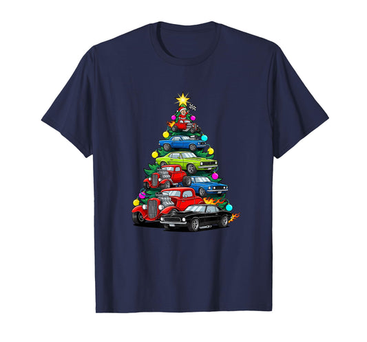 Cars & Trucks Vintage Muscle Car Christmas Tree T-Shirt