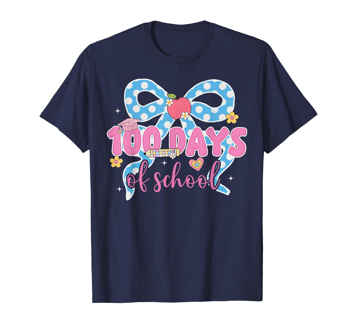 100th Day of School 100 Days Teacher Coquette Bow Girl Women T-Shirt