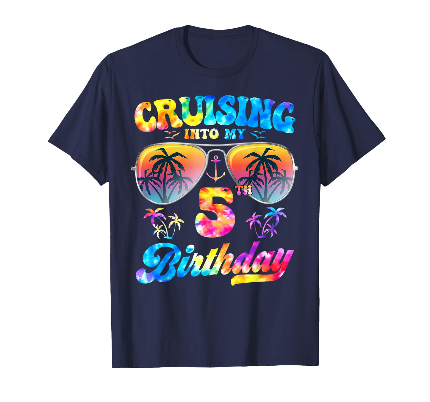 Tie-Dye Cruising Into My 5th Birthday Cruise 5 Years Old T-Shirt