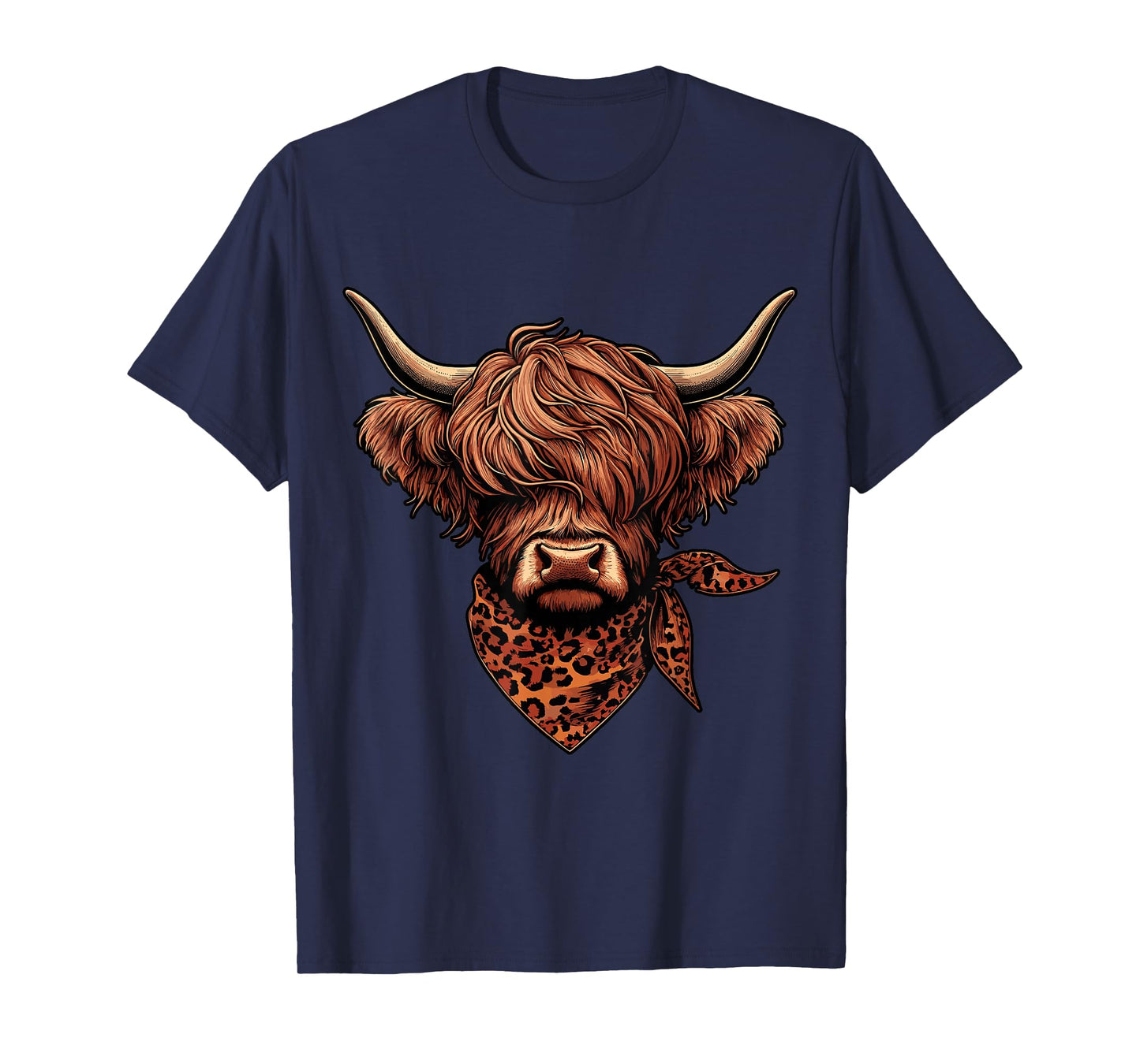 Western Highland Cow with Bandana Cowgirl Cow Farmer T-Shirt