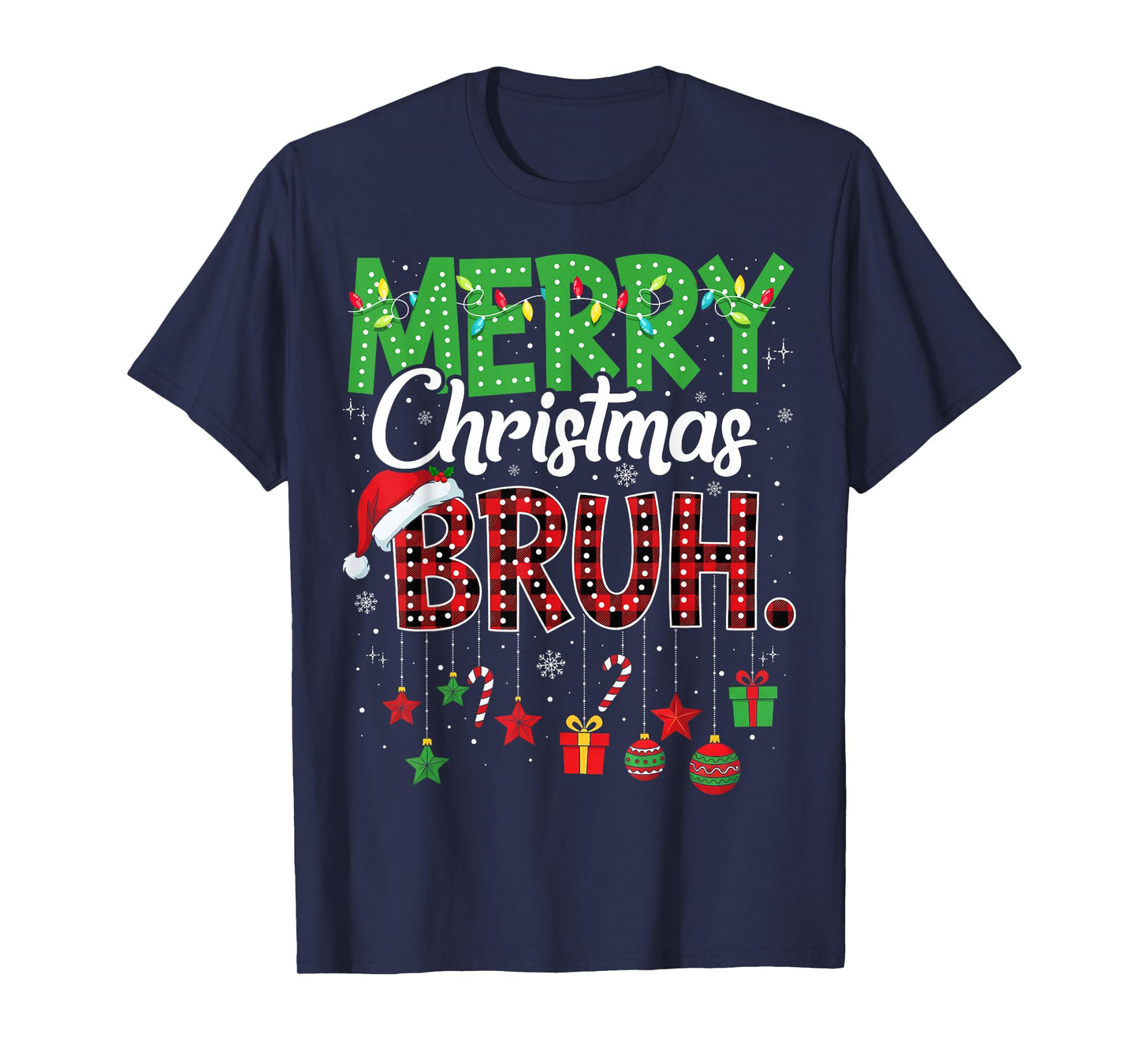 Bruh Christmas Red Plaid Teens Boys Kids Xmas Pajama T-Shirt