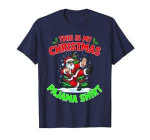 This is My Christmas Pajama Santa Claus Playing Karate T-Shirt